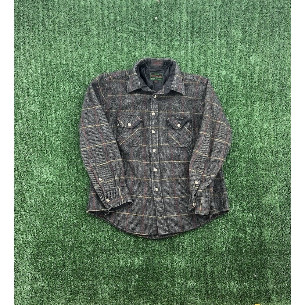 Vintage Mountain Tek Button Up Wool Flannel Shirt Men XL Extra Large Plaid 80s